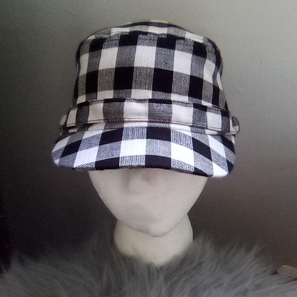 Black and White Buffalo Check Cadet Cap NWT D&Y - Picture 6 of 14